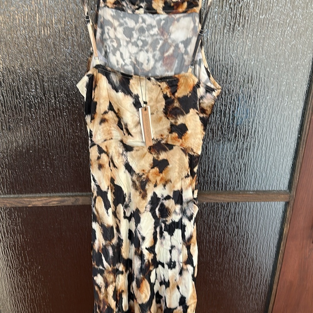 ANTHROPOLOGIE Conditions Apply  High Neck Floral Midi Slip Dress Size Large - Picture 13 of 13